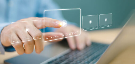 E-learning study graduate certificate program concept. Teacher training online education academy. Internet course degree, knowledge creative idea solution. Computer webinar play button virtual screen